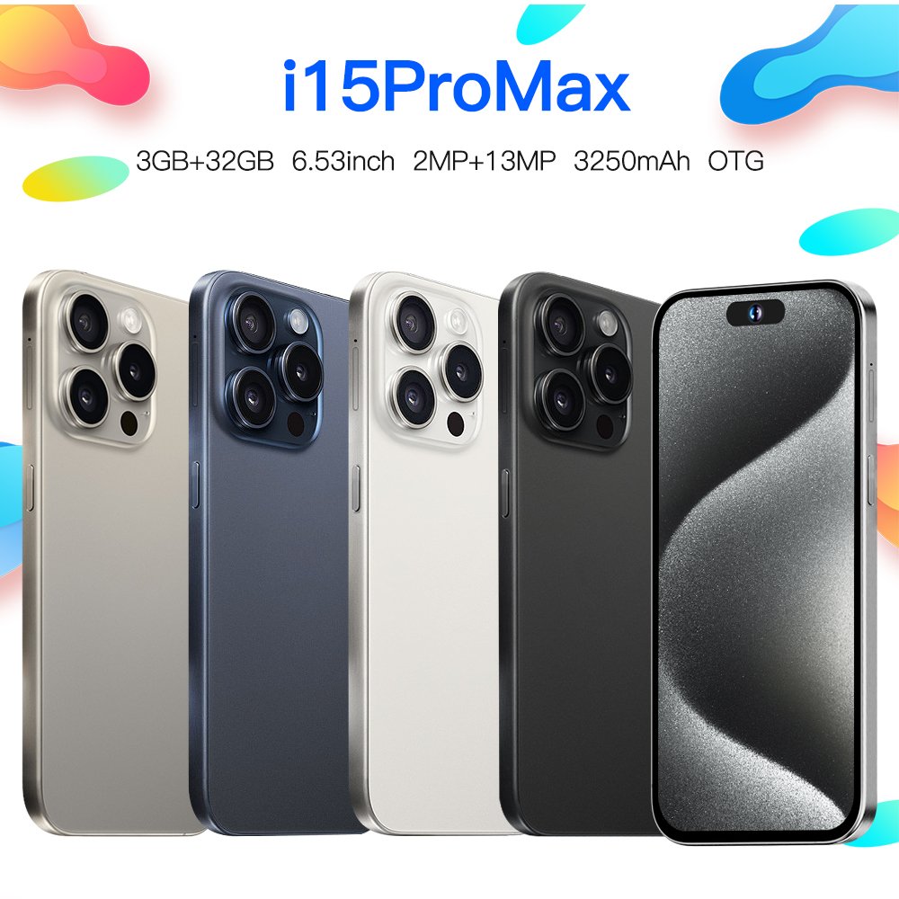 15 pro max Smartphone Curved screen HD photography Android 3+32GB Cell phone